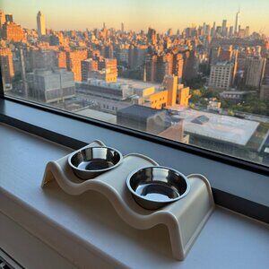 Aesthetic Pet Food & Water Bowl Set Stainless Steel, Cat or Small Dogs